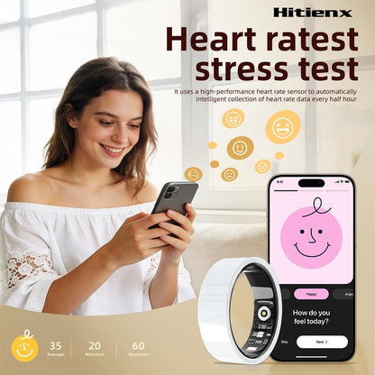 Ceramic Smart Ring, Fitness & Activity Tracker, Sleep and Heart Rate Monitoring, Female Menstrual Cycle Tracking, IP68 Waterproof, Compatible with Ios and Android. No Subscription Required. Stylish Minimalist Design—Perfect Holiday Gift for Women.