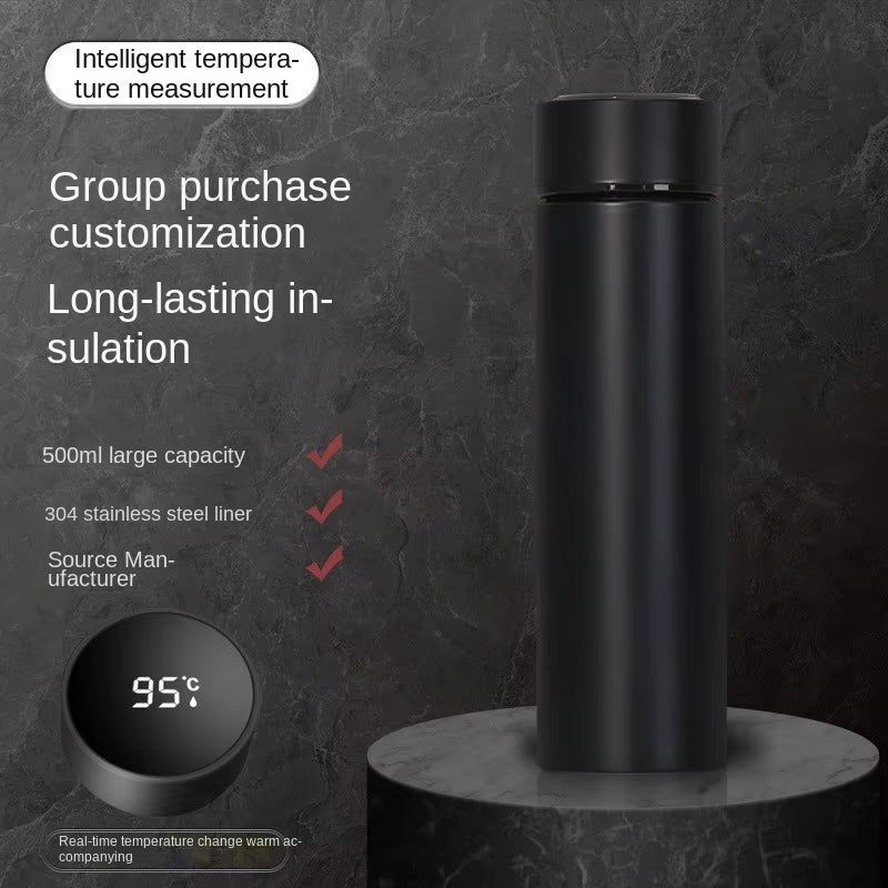 Temperature Measuring Vacuum Thermos Cup 304 Stainless Steel Portable Heat Preservation 6-12 Hours Smart Bottle Boiling Water