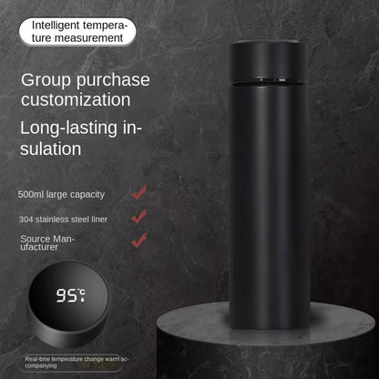 Temperature Measuring Vacuum Thermos Cup 304 Stainless Steel Portable Heat Preservation 6-12 Hours Smart Bottle Boiling Water