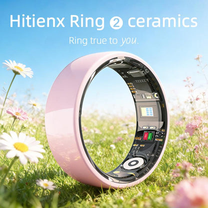 Ceramic Smart Ring, Fitness & Activity Tracker, Sleep and Heart Rate Monitoring, Female Menstrual Cycle Tracking, IP68 Waterproof, Compatible with Ios and Android. No Subscription Required. Stylish Minimalist Design—Perfect Holiday Gift for Women.
