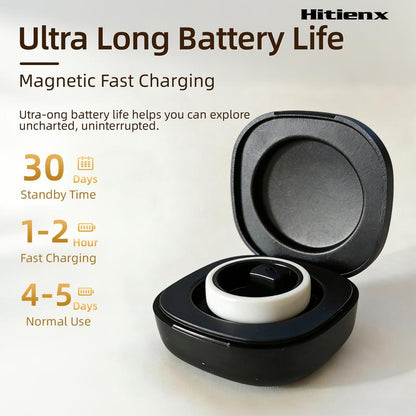 Ceramic Smart Ring, Fitness & Activity Tracker, Sleep and Heart Rate Monitoring, Female Menstrual Cycle Tracking, IP68 Waterproof, Compatible with Ios and Android. No Subscription Required. Stylish Minimalist Design—Perfect Holiday Gift for Women.
