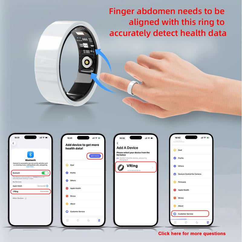 Ceramic Smart Ring, Fitness & Activity Tracker, Sleep and Heart Rate Monitoring, Female Menstrual Cycle Tracking, IP68 Waterproof, Compatible with Ios and Android. No Subscription Required. Stylish Minimalist Design—Perfect Holiday Gift for Women.