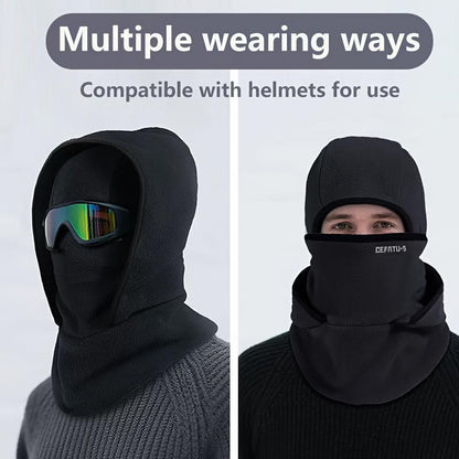 Outdoor Winter Warm Hat Neckband Integrated Cycling Mask Sports Ski Head Cover Neck Windproof Cold One-Piece Pullover Hat